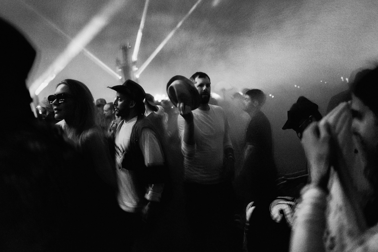 DJ booth in red light during a Michael Bibi b2b Solomun set, London nightlife
